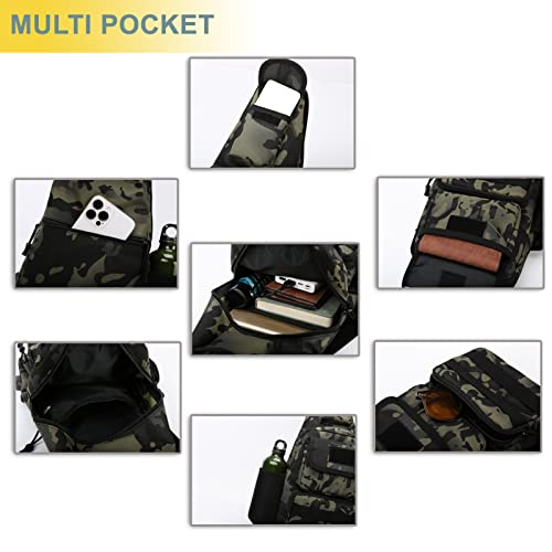 Tactical Shoulder Bag - 1000D Molle Military Backpack Outdoor Daypack Chest Pack (Darkblue) - color: Darkblue
