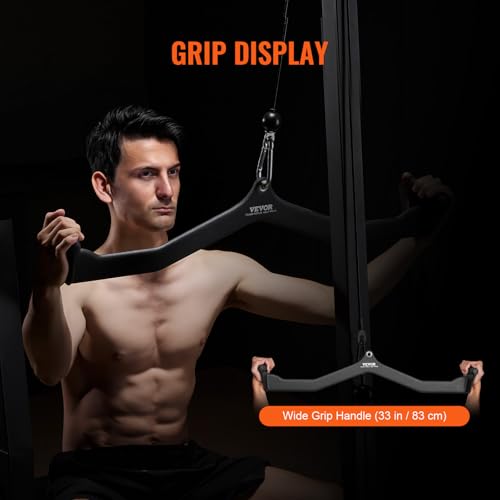 VEVOR LAT Pulldown Attachments, Cable Machine Rowing T-bar V-bar Tricep Pull Down Bar, Back Strength Training Rubber Coated Handle Grip, Bicep Curl Tricep LAT Pulldown Bar for Home Gym Fitness - size: 33x4.5x6.7"