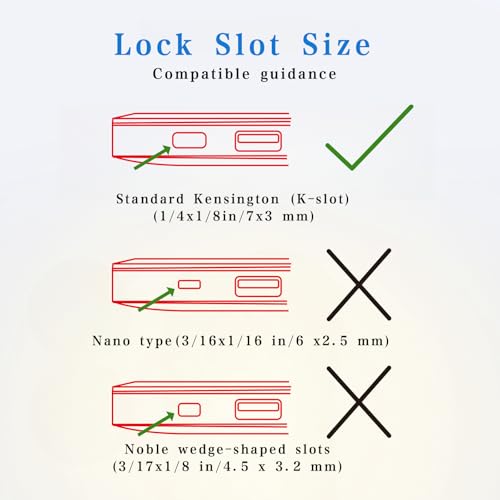 2 Pack Laptop Cable Lock, 6.6 Feet Anti-Theft Security Steel Lock with Keys, Heavy Duty 3x7mm Standard T-Slot Compatible with Lenovo, Asus, Acer Laptops & Tablets, Silver - color: silver-key-2pack