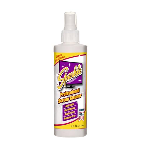 Sparkle Screen & Monitor Cleaner Spray, Ammonia & Alcohol-Free, Anti-Static, Streak-Free Formula for TVs, Laptops & Displays, 8 fl oz (Pack of 3) - size: 8 Fl Oz (Pack of 3)