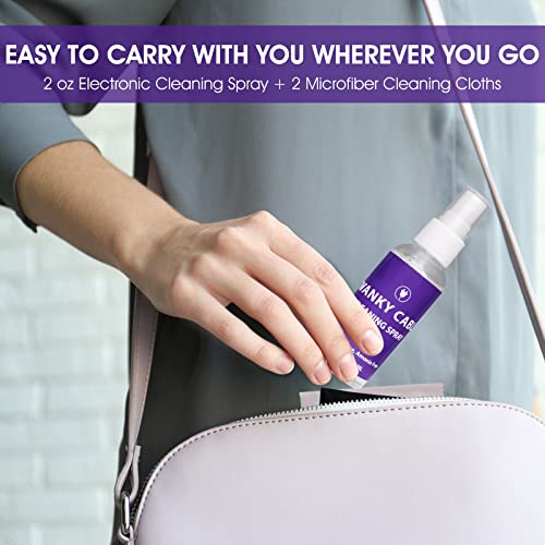 Swanky Cables Screen Cleaner Spray Kit - Electronic Cleaning for Computer, Laptop, TV, Phone, Tablet, PC, Keyboard, Car Display, LCD, LED, & 4K Flat Screen, Includes 2 Microfiber Cloth - 2 oz, 1 Pack - color: 1 Pack