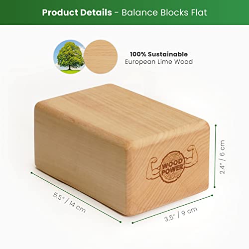 WOODPOWER BalanceBlocks - Handstand Blocks & Yoga Block in One - Bodyweight Training, Gymnastics, Acrobatics, Yoga, Yoga prop and accessory, Lightweight, Good for Travel, Premium European Quality (Pack of 2) - size: Flat Edition