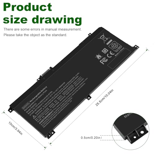 SA04XL SAO4XL Battery for HP Envy X360 15m-ds0011dx 15m-dr0012dx 15m-dr0011dx 15m-ds0xxx 15m-dr0xxx 15t-dr100 15m-dr1xxx 17t-cg100 17-cg100 15M-DR 15M-DS SA04055XL L43267-005 L43248-AC2 HSTNN-OB1F - size: 10.04*3.94*0.2inch