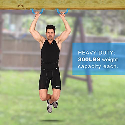 Dolibest 2-Pack Safety Handles for Swing Sets & Playsets - Monkey Bars with Anti-Skid Grip & Finger Indentations, Plastic Grab Handles, Easy Mounting for Climbing Frames, Playhouses, Treehouses - color: Blue-2pcs