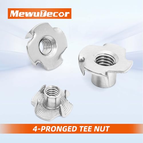 M10 T-Nut, Barrel Length 12mm, 304 Stainless Steel Threaded Insert, 4-Pronged Tee Nut for Wood, Rock Climbing Holds, Cabinetry, Furniture, 10 PCS - size: M10