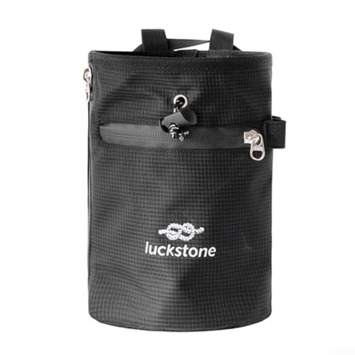 Climbing Chalk Bag with Anti-Leak Drawstring, 420D Oxford Gym Chalk Container for Rock Climbing Bouldering Weightlifting, Adjustable Belt Large Opening Storage(Red) - size: Red