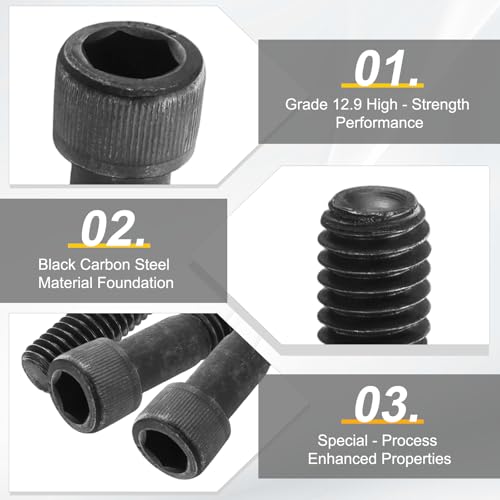 PATIKIL 3/8"-16 x 2-3/4 Socket Head Cap Screws Bolts, 10Pcs Carbon Steel Hex Head Metric Screws for Door Road Bicycle Mountain Bike Auto Ship Communication Equipment, Black - size: 3/8"-16 x 2-3/4