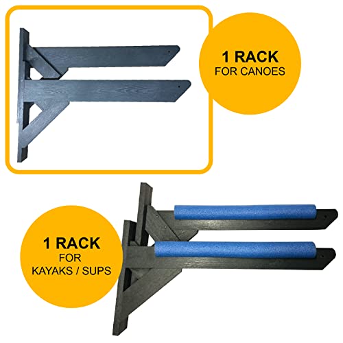 ReRackiT - Outdoor or Indoor Wall Mounted Kayak Rack, SUP Rack, Canoe Rack - Stackable - size: 1 Rack - (For Kayaks/SUPs)