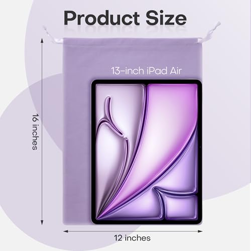 6 Pack Shoe Dust Bags, Velvet Drawstring Luxury Storage Bags for Shoes, Purses, Handbags & Cosmetics - Thick Dustproof Reusable Travel Organizer & Gift Pouch (Purple, 12 × 16 inches)