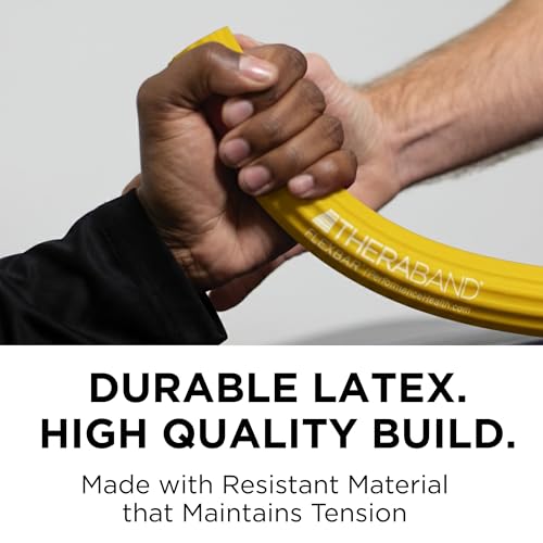THERABAND FlexBar Resistance Bar, Extra Light, Wrist & Forearm, Yellow | Flex therapy bar for physical therapy, wrist and forearm exercise, with a non slip grip - color: Yellow - Extra Light, style: New Version