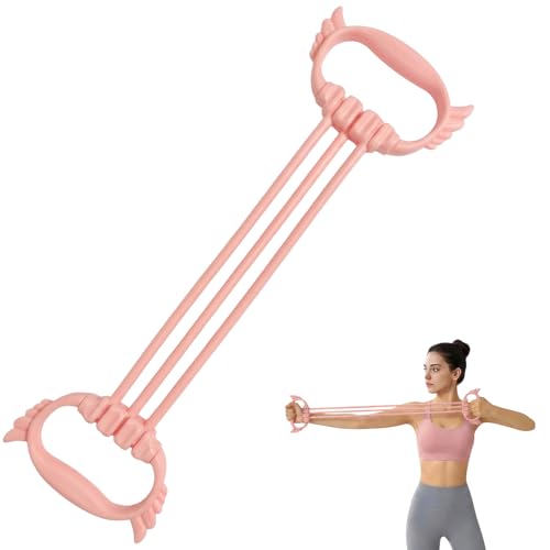 Figure 8 Resistance Bands with Handles, 6 Tube Adjustable Resistance Bands for Arms Back Exercise, Arm Bands for Workout, Strength Training & Full Body Fitness - color: pink