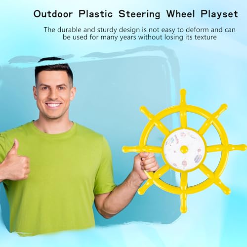 Kids Playground Accessories Outdoor Plastic Steering Wheel Playset Pirate Ship Wheel for Playhouse Garden Backyard Tree House - color: Yellow Set 1