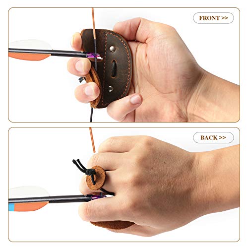 Leather Archery Finger Tabs,Handmade Archery Finger Guard for Shooting Practice Gear, Recurve Bow Fingers Tab - color: Bourbon Brown