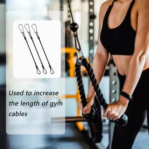 LOOEEL 3PCS Gym Cable Extension,Gym Extension Cable-Thick 0.2",Fitness Extension Rope Attachments Compatible Replacement Gym Cables Machine Extension for Tricep Pull Down,Leg Extensions Machine