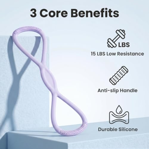 Figure 8 Resistance Band, Figure 8 Resistance Bands for Women Men,Resistance Band Figure for Working Out, Non-Slip Handles, Home Gym, Yoga & Physical Therapy - color: 15 LBS PURPLE
