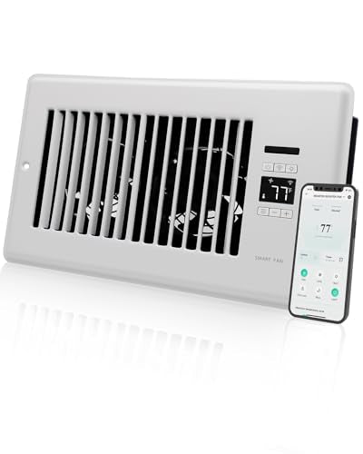 Howeall Super Quiet Register Booster Fan for 6" x 10" Register Holes, Smart Register Vent with Dual Intelligent Thermostat and WIFI App Control, Heating Cooling AC Vent Fan (White) - color: Snow-white, size: 6" x 10"
