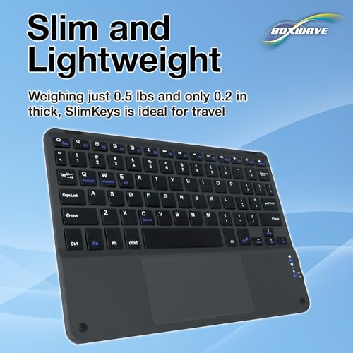 BoxWave Keyboard Compatible with Estone Technology MJ-80 - SlimKeys Bluetooth Keyboard with Trackpad, Portable Slim TouchPad - Jet Black
