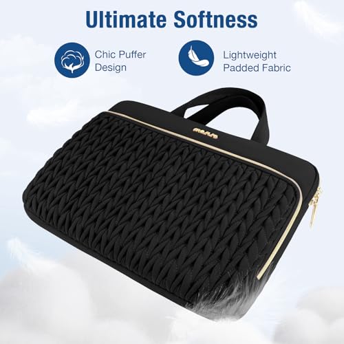MOSISO Laptop Case 14 inch, 14 inch Laptop Sleeve, Black | Compatible with HP Lenovo Dell ASUS Acer, HP Stream, Dell Latitude, Lenovo IdeaPad, Wheat Ear Quilted Bag with Handle&Pocket - color: Black, size: 14 inch