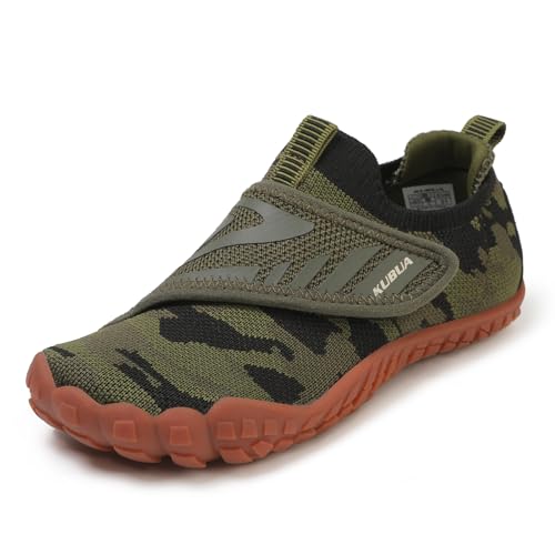 KUBUA Versatile Kids Water Shoes Boys Girls Quick Dry Swim Aqua Socks | Wide Toe Box, Lightweight, Barefoot-Style, Breathable, Beach, Pool, Kayak, Water Parks, Hiking, Toddler, Little Kid, Big Kid - color: Green, size: 4 Big Kid