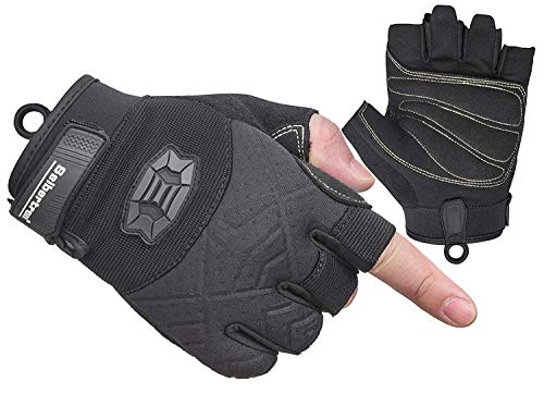 Seibertron Full or Half Finger Padded Palm Lightweight Breathable Climbing Rope Gloves for Climbers, Rock Climbing, Rescue, Adventure, Sailing, Kayaking, Outdoor Sports - color: 1/2 Finger Black, size: XX-Large