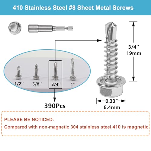 Sheet Metal Screws，Hex #8x3/4‘’（390） | Metal Fastener - color: Hex #8x3/4‘’（390）