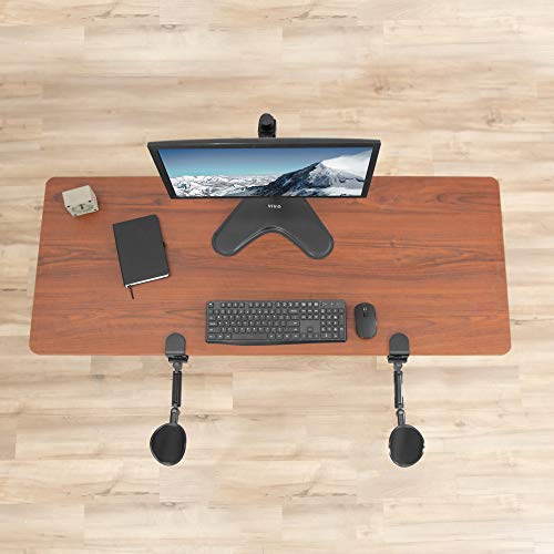 VIVO 2 Pack Clamp-on Adjustable Armrests, Universal Desk Cradle 360° Rotating Elbow Platform, Arm Support Steel Base Table Extension, Black, MOUNT-ARM02P