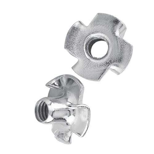 50pcs T Nuts,Zinc Plated Carbon Steel 4-Pronged Tee Nut for Wood, Rock Climbing Holds, Furniture (M4 (50 Pieces/Package)) - size: M4 (50 pieces/package)