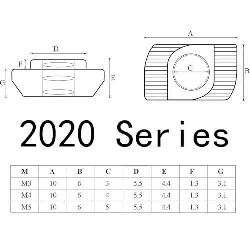 100 Pcs 2020 Series M3 T Nuts, T Slot Nut Hammer Head Fastener Nut, Nickel Plated Carbon Steel Nut for European Aluminum Profile,Drop in T Slot Nuts Assortment Kit(20-M3) - size: 20-M3（100 Pcs）
