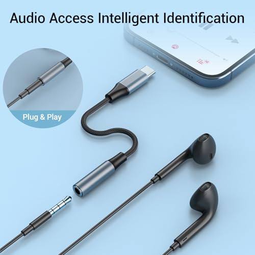2pcs USB C to 3.5mm Female Headphone Jack Adapter | Upgrade Metal Case, Compatible With Samsung S20+/S21 Ultra, iPhone15 16 17, And More USB C Audio Devices - color: Grey, size: 4.6 IN-2PCS