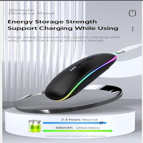 2 Pack Wireless Bluetooth Mouse,LED Dual Mode Rechargeable Silent Slim Laptop Mouse,Portable(BT5.2+USB Receiver) Dual Mode Computer Mice,for Laptop,Desktop Computer,ipad Tablet,Phone,TV (Black) - color: 2 pack black
