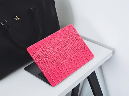 Crocodile Case for MacBook Air 13 inch M1 2022 2021 2020 2019 2018 A2337 A2179 A1932, Crocodile MacBook Air M1 Case, Aligator Skin Snakeskin PU Leather Hardshell & Keyboard Cover, Pink - color: # Shiny Pink Crocodile