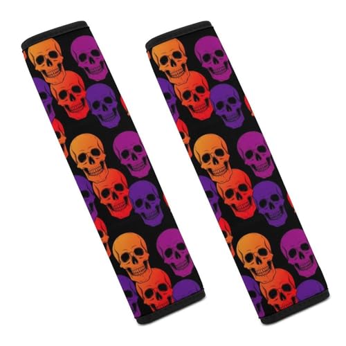 Universal Soft and Comfortable Skull Ombre Black Seat Belt Cover for Kids, Most Cars, 2 Piece Seat Belt Covers Cushion Shock Absorption - color: Pattern 374