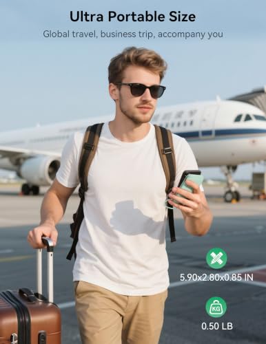 Portable Charger 10000mAh 20W, Wall Plug, 2 Cables, iWatch Charging | Digital Display, Compact Lightweight, USB C Fast Charge, USB-A 18W, Multi Protection, Travel Essential, for iPhone 17 16, Pad - color: Natural Green