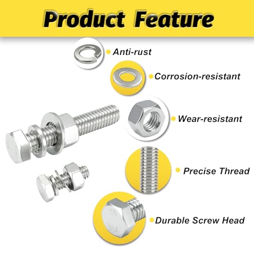 25 Sets 1/4-20x1-1/2 Bolt and Nut Set, Flat & Lock Washers Included,100PCS | 304 Stainless Steel 1/4-20 Bolt, Precision Fasteners Mechanical Assembly Equipment Repair & DIY - size: 1/4-20x1-1/2" 25sets