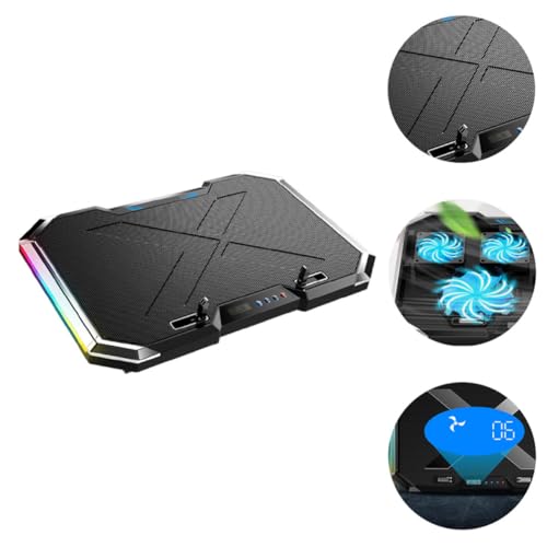GANAZONO Gaming Laptop Cooling Pad with RGB LED Fan, Touch Control, Alloy Material, 7-Angle Adjustable Stand, Large Quiet Fan for Enhanced Cooling Effect