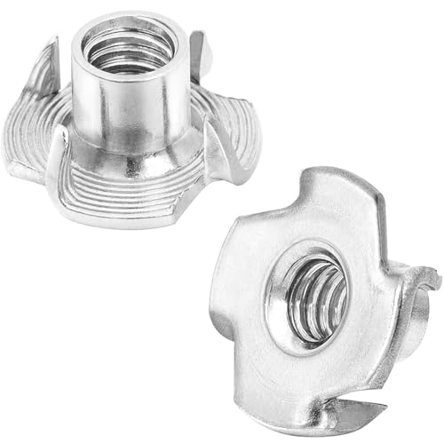M5 T-Nut, Barrel Length 7mm, 304 Stainless Steel Threaded Insert, 4-Pronged Tee Nut for Wood, Rock Climbing Holds, Cabinetry, Furniture, 25 PCS - size: M5