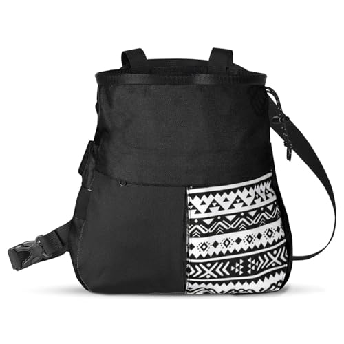 Drfeify Mountaineering Chalk Bag, Large Capacity Travel Bag with Independent Front Pocket, Outdoor Sports Gear for Climbers Hikers - size: Large Black