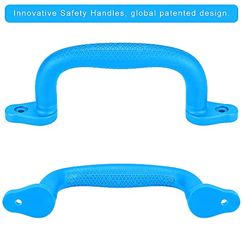 Dolibest 2-Pack Safety Handles for Swing Sets & Playsets - Monkey Bars with Anti-Skid Grip & Finger Indentations, Plastic Grab Handles, Easy Mounting for Climbing Frames, Playhouses, Treehouses - color: Blue-2pcs