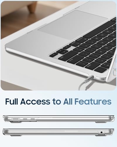 Fintie Case for MacBook Air 13 inch A3449/A3240/A3113/A2681 2022-2026 | M2/M3/M4/M5, Snap On Hard Shell, Full Port Access, Easy On/Off, Lightweight, Garden-Clear - color: Frost Brown