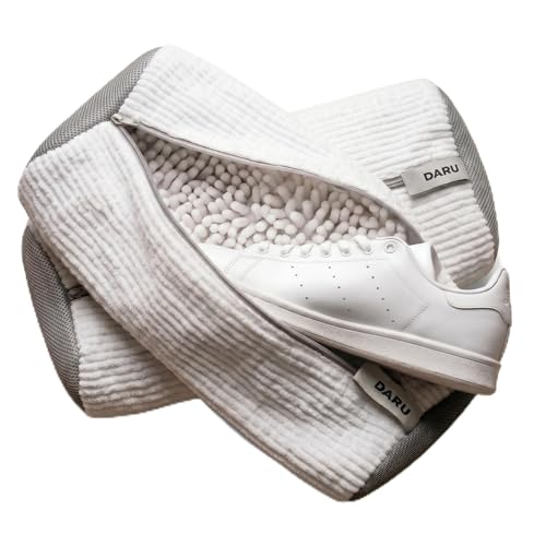 DARU 2-Pack Shoe Washing Machine Bag, Sneaker and Tennis Shoe Laundry Bags | Shoe bag for washing machine, Mesh Protection, Washer & Dryer Safe, Locking Reinforced Zipper, 360 Deep Shoe Cleaner, XL - color: White