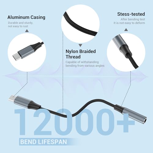 4pcs USB C to 3.5mm Female Headphone Jack Adapter | Upgrade Metal Case, Compatible with Samsung S20+/S21 Ultra, iPhone15 16 17, and More USB C Audio Devices - color: Grey, size: 4.6 IN-4PCS