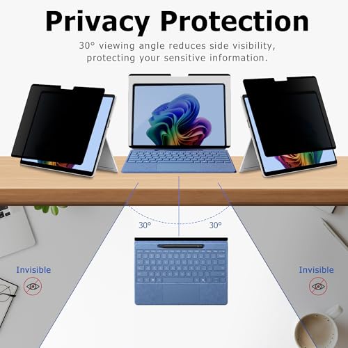 Megoo Privacy Screen Protector for Surface Go 4/3/2/1 10.5 Inch, Anti-Spy, Anti-Glare, Blue Light & UV Blocking, Magnetic Nano Technology, Removable Design - size: Go 4/3/2/1 10.5"