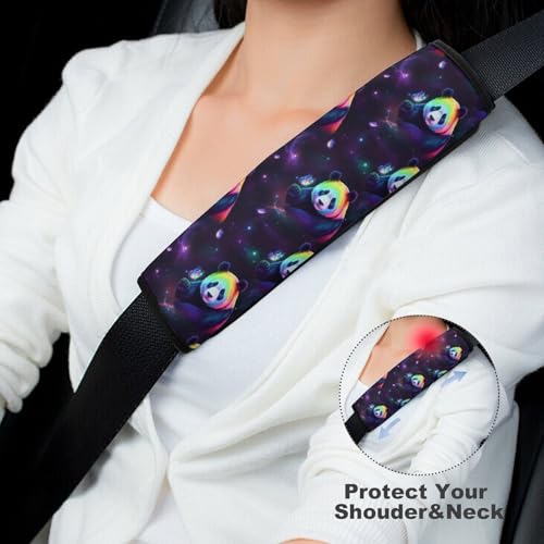 2 Pack Colorful Panda Butterfly Animal Seat Belt Shoulder Pad Breathable Shoulder Harness Cover for Child, All Vehicles, Neck and Shoulder Support - color: Pattern 905