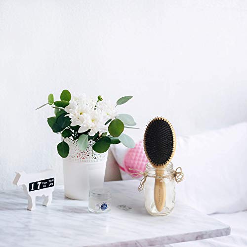 BESTOOL Hair Brush-Boar Bristle Hair Brushes Natural Bamboo Wooden Cushion Massage Anti Static Large Paddle Hairbrush for Women Men and Kid (Round) - color: Natural