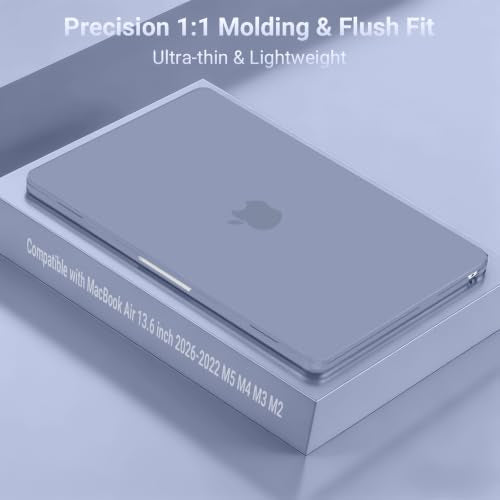 MOSISO Compatible with MacBook Air 13 inch Case M5 2026 M4 M3 M2 2025-2022 | A3449 A3240 A3113 A2681, Hard Shell&Keyboard Cover&Screen Film&Pouch for MacBook Air 13.6 inch Case, Lavender Gray - color: Lavender Gray