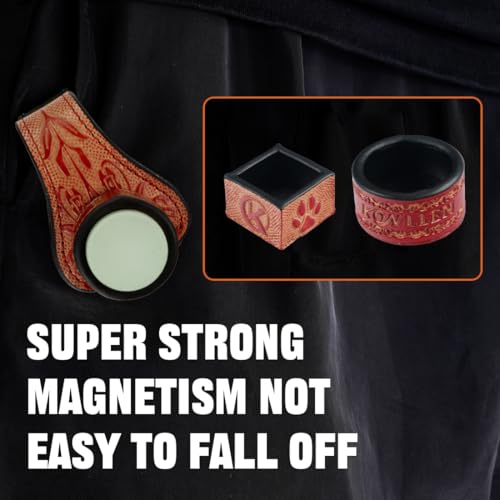 KONLLEN Magnetic Chalk Holder, Pool Cue Accessory | Round or square holder keeps chalk secure and easy to reach for pool cue and billiard players - color: 2-in-1-Red