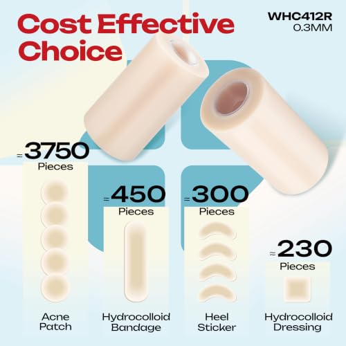 LIFARA Hydrocolloid Roll for Wound Care - Cut-to-Size, Hydrocolloid Patch Bandages with Self-Adhesive, Ultra Absorbent & Waterproof, First Aid Kit Essential (11.8mil/ 0.3mm Thickness, 4in*12ft) - size: 4in*12ft, 11.8mil/ 0.3mm Thickness