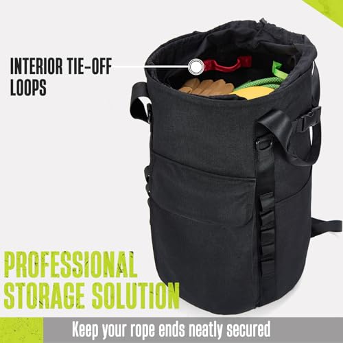 Arborist Rope Bag, 35L Tree Climbing Rope Bag, Arborist Equipment Bucket Backpack, Arborist Gear Carrier Bag with Side Pockets, Tough Rock Climbing Backpack, Rock and Tree Climbing Gear - color: Red