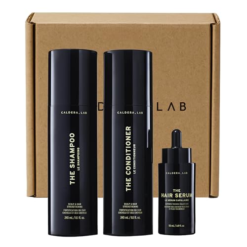 Caldera + Lab The Hair Care System | Men's 3 Piece Hair Routine | Includes shampoo, conditioner & scalp serum. Sulfate-free routine supports fuller, healthier-looking hair - size: 3-Piece Hair Care Set