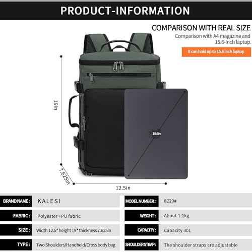 Kalesi Gym Duffle Bag Backpack 4-Way Waterproof with Shoes Compartment for travel Sport Hiking laptop Business-grey - color: Business-grey